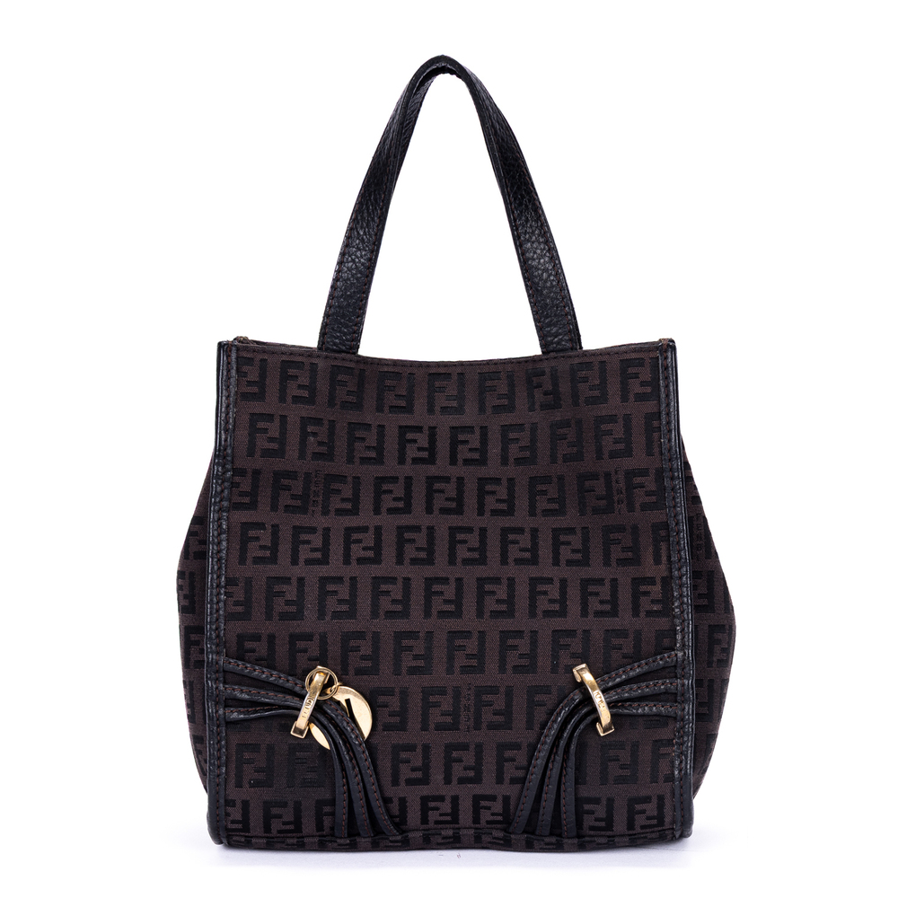 Fendi Logo Charm Shopper Tote